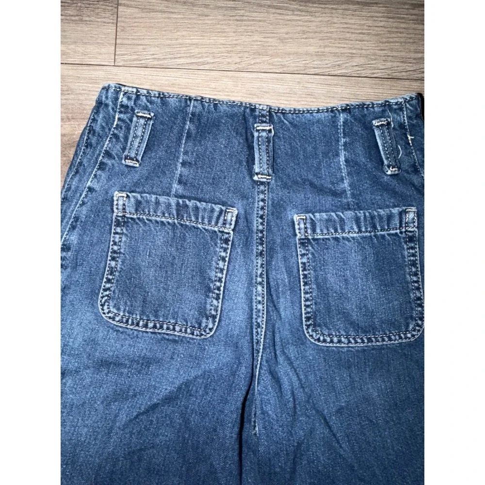 Polo Ralph‎ Lauren Girls Pleated Wide Leg Jeans Medium Wash Raw Hem Size 10 M2
